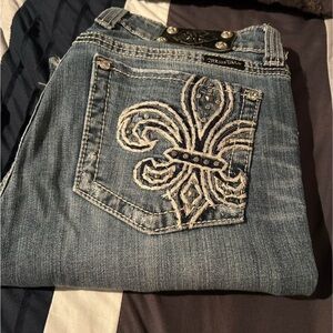 Miss Me Light Blue Fleur-de-Lis Jeans
